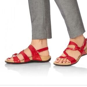 Vionic Women's Red Paros Backstrap Leather Slip On Slide Sandals Size 7